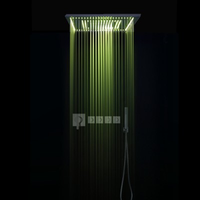 Shower System Double Waterfall Rainfall Large Ceiling LED Rain Shower Head Recessed Automatic Color Change shower Head