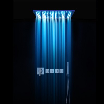 Concealed Shower  Faucets SUS304 With Embedded Ceiling LED Shower Head Rainfall Mist Spout 4'' Body Jet 5